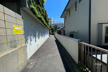 敷地南西側の前面道路（北西側から）