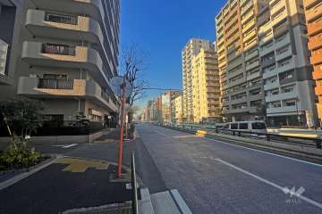 敷地北東側の前面道路(南東側から)