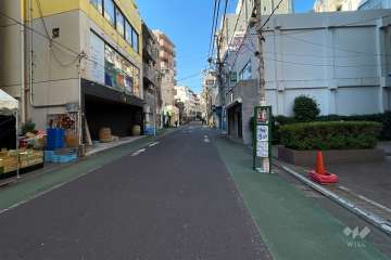 敷地南東側の前面道路（北東側から）