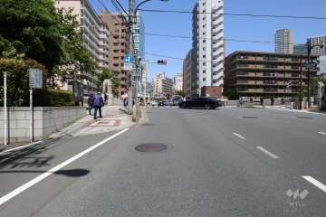 敷地南東側の前面道路(南西側から)