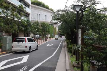 敷地南西側の前面道路(北西側から)
