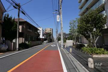 敷地の西側前面道路（南側から）