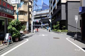 敷地北東側の前面道路(南東側から)