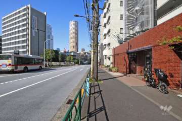敷地西側の前面道路(南側から)