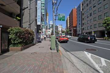 敷地南東側の前面道路(南西側から)