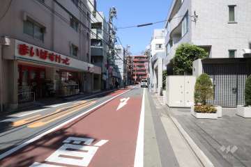 敷地東側の前面道路（南側から）
