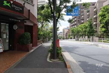 敷地北東側の前面道路(南東側から)