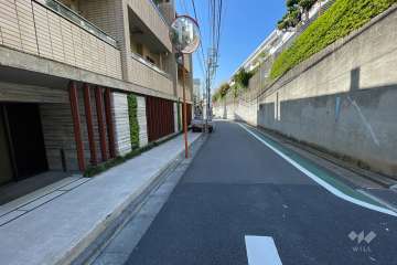 敷地北東側の前面道路（南東側から）