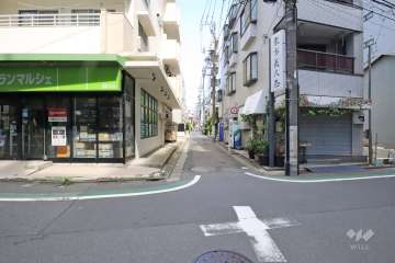 敷地北東側の前面道路（南東側から）