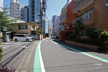 敷地北東側の前面道路(北西側から)