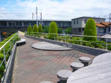 駐車場の屋上に設けられた公園