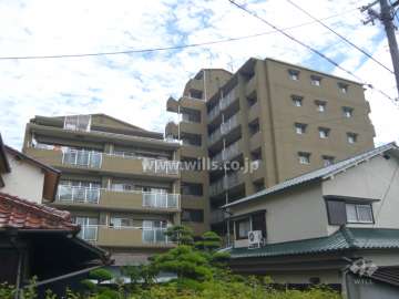 伊丹バラ公園パークホームズの外観（西側から）　周囲には一戸建てが立ち並んでいます。