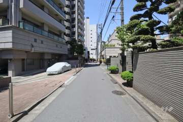 敷地北東側の前面道路(南東側から)