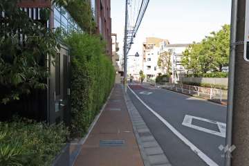 敷地南東側の前面道路（西側から）