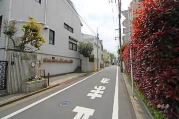 敷地東側の前面道路（北側から）
