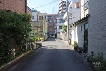 敷地西側の前面道路(南側から)