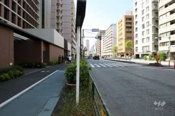 敷地北東側の前面道路(南東側から)