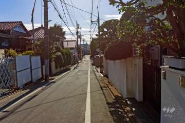 敷地西側の前面道路（北側から）