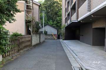 敷地東側の前面道路（北側から）