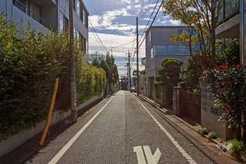 敷地西側の前面道路（北側から）