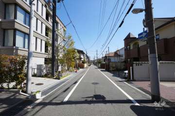 敷地南側の前面道路（西側から）