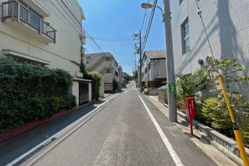 敷地西側の前面道路（北側から）