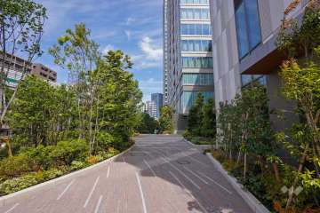 植栽豊かな敷地内の通路