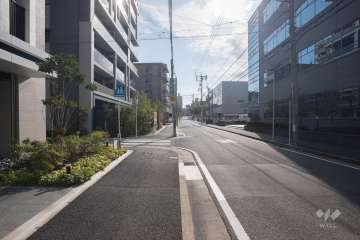 敷地西側の前面道路（北側から）