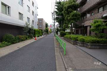 敷地西側の前面道路(北側から)