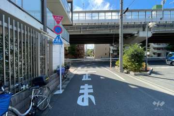 敷地西側の前面道路（北側から）