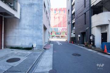 敷地南側の前面道路（西側から）