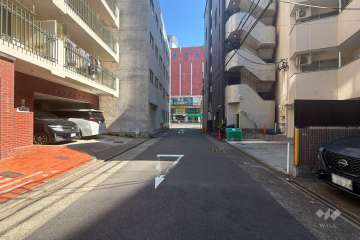 敷地南側の前面道路(西側から)