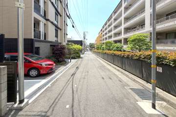 敷地西側の前面道路（北側から）