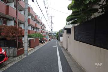 敷地北東側の前面道路(南東側から)