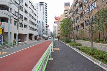 敷地北東側の前面道路（南東側から）