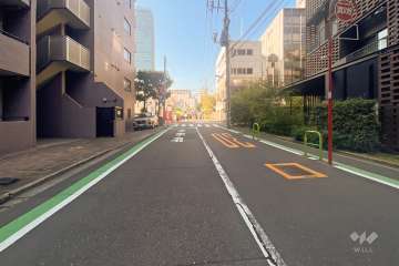 敷地北西側の前面道路（北東側から）