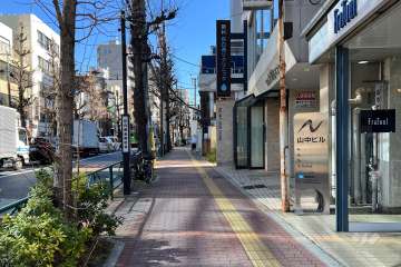 敷地の北側前面道路（西側から）