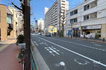 敷地の北側前面道路（西側から）
