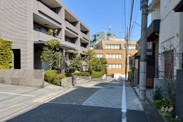 敷地の南側前面道路（西側から）