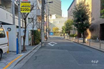 敷地の北東側前面道路（南東側から）