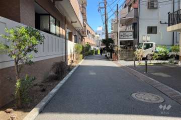 敷地の南西側前面道路（北西側から）