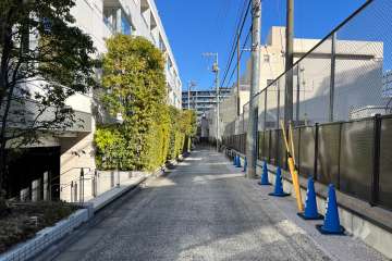 敷地の南東側前面道路（南西側から）
