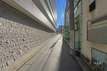 敷地の南側前面道路（西側から）