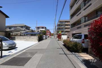敷地西側の前面道路(南側から)