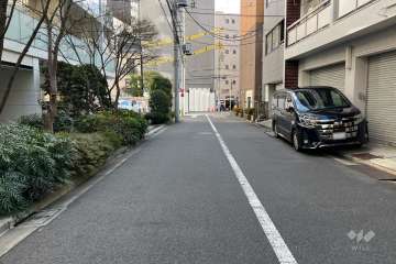 敷地西側の前面道路（北側から）