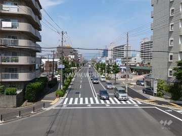 敷地北側は4車線のバス通りに面しています。