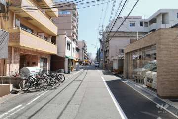 敷地南側の前面道路(西側から)
