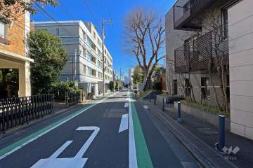 敷地の北側前面道路（西側から）