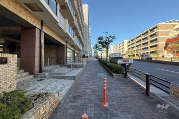 敷地北東側の前面道路（南東側から）