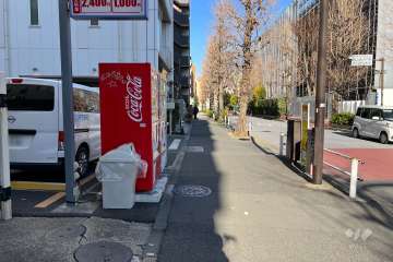 敷地の南東側前面道路（南西側から）